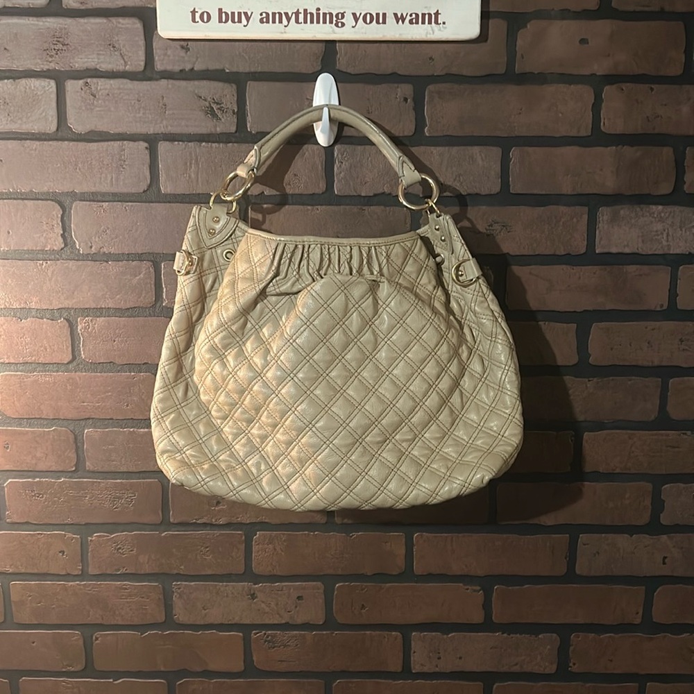 Marc Jacobs Cream Leather Quilted Hobo Bag